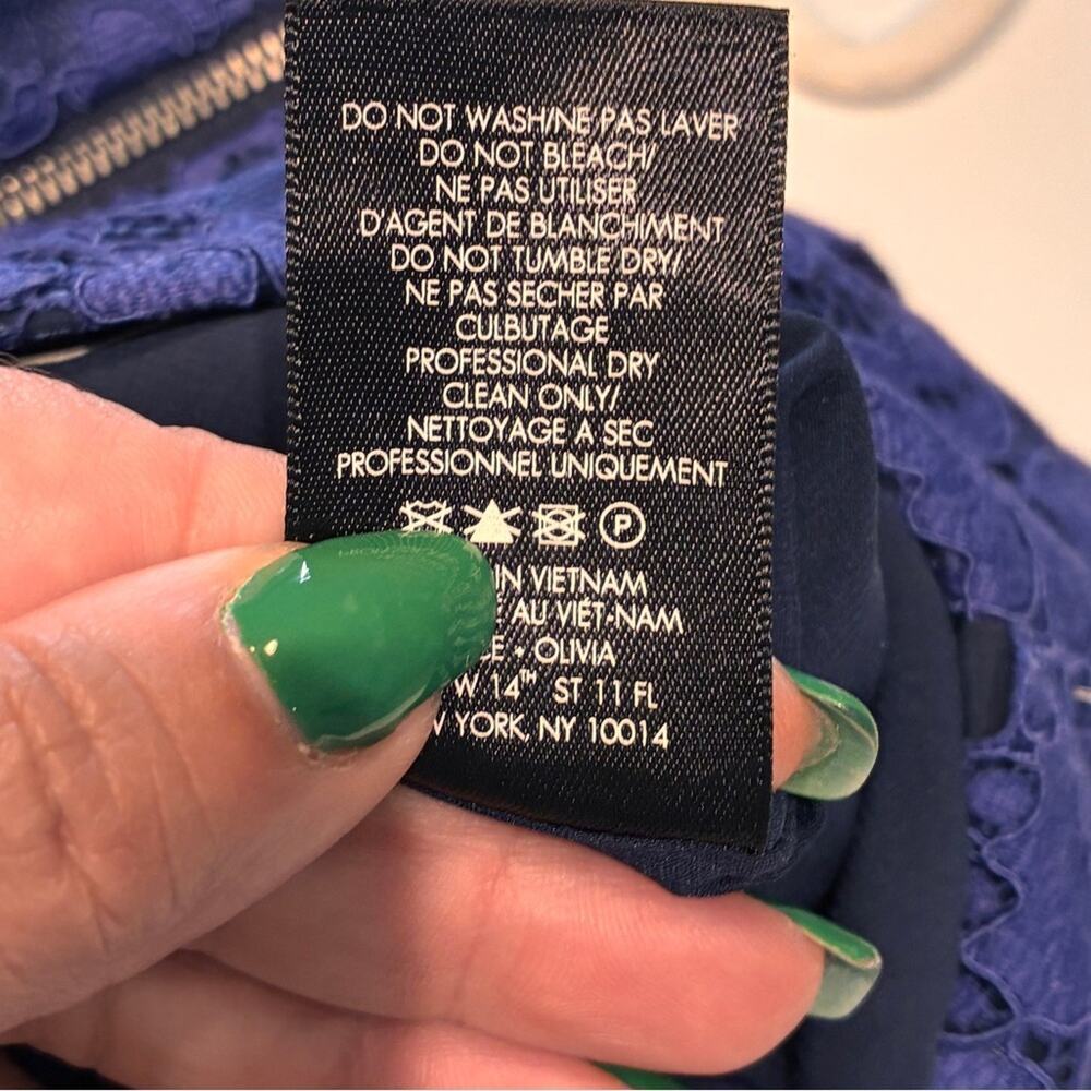 Alice + Olivia Navy Blue Lace Mariam Wise Leg Jumpsuit Sz 0 - Picture 7 of 11